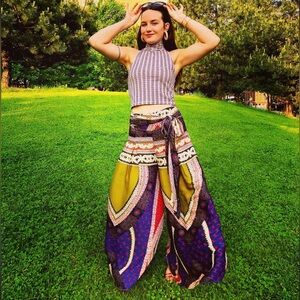 Colorful Silky Feel Wife Leg Pant Size Small